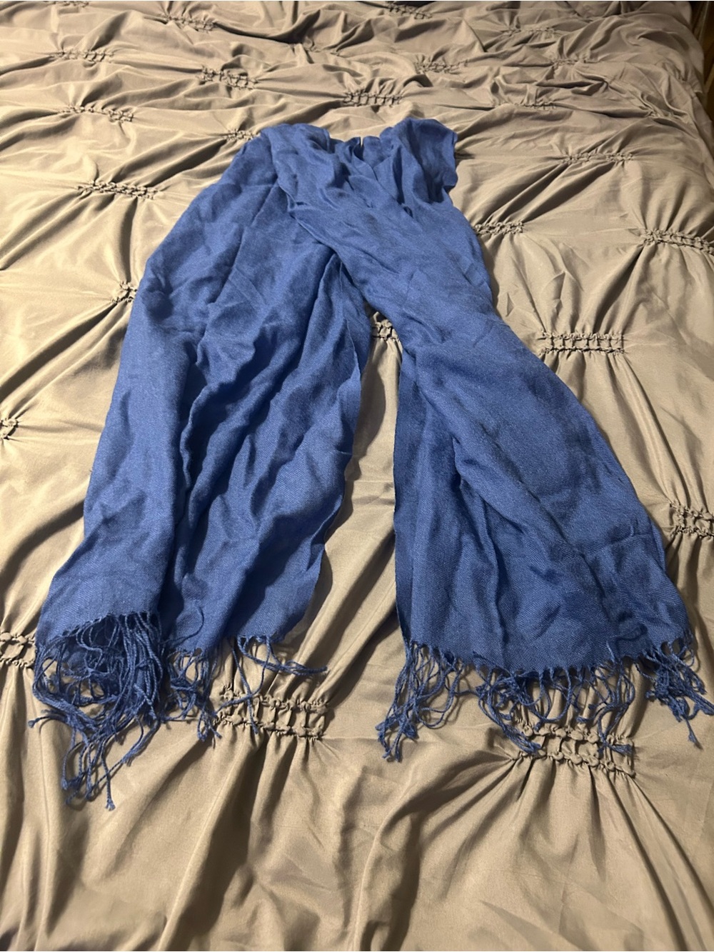 Royal Blue Lightweight Fringe Scarf - Women